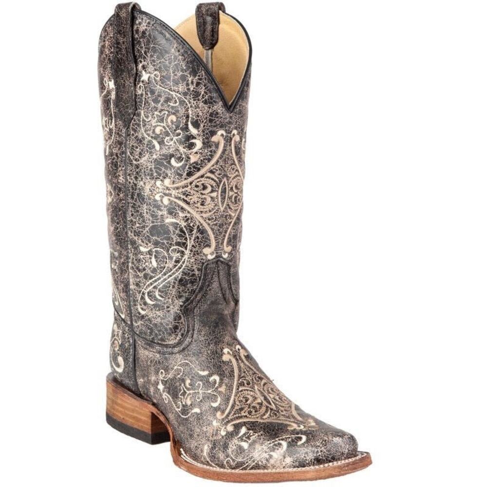 Circle G Dragonfly Embroidered Square Toe Cowboy Western Boot Brown 6.5 New/Nib